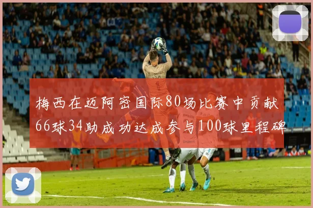 梅西在迈阿密国际80场比赛中贡献66球34助成功达成参与100球里程碑